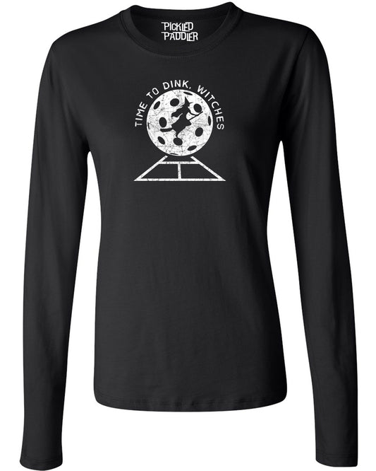 Halloween Pickleball Long Sleeve T-shirt - Time to Dink, Witches!