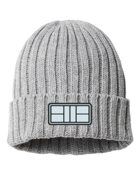 Pickleball Court Outline - Embroidered - Cable Knit Cuffed Beanie - Unisex - Sustainable (Copy)