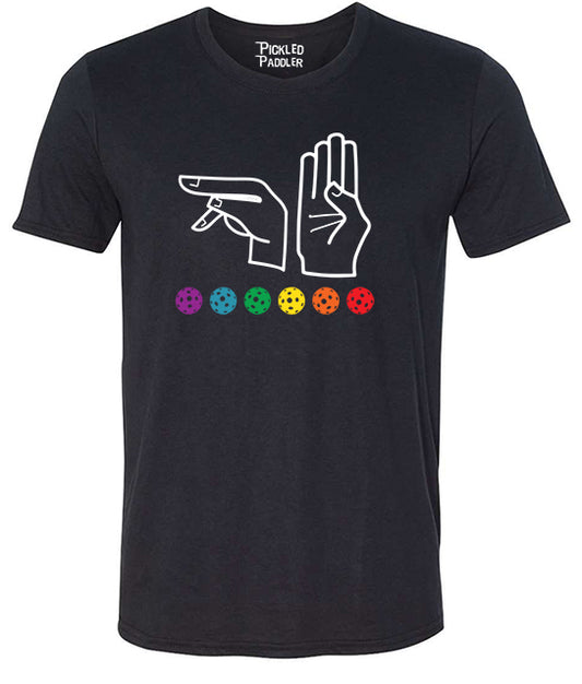 Pickleball T-shirt - Soft Moisture-Wicking [Mens/Unisex] - American Sign Language PB