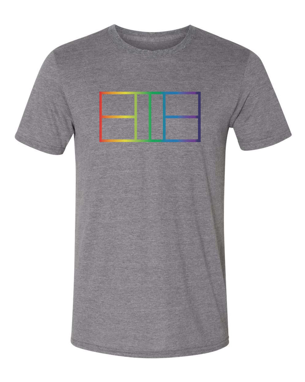 Pickleball T-shirt - Soft Moisture-Wicking [Mens/Unisex] - Rainbow Court Outline (Pride, Color)