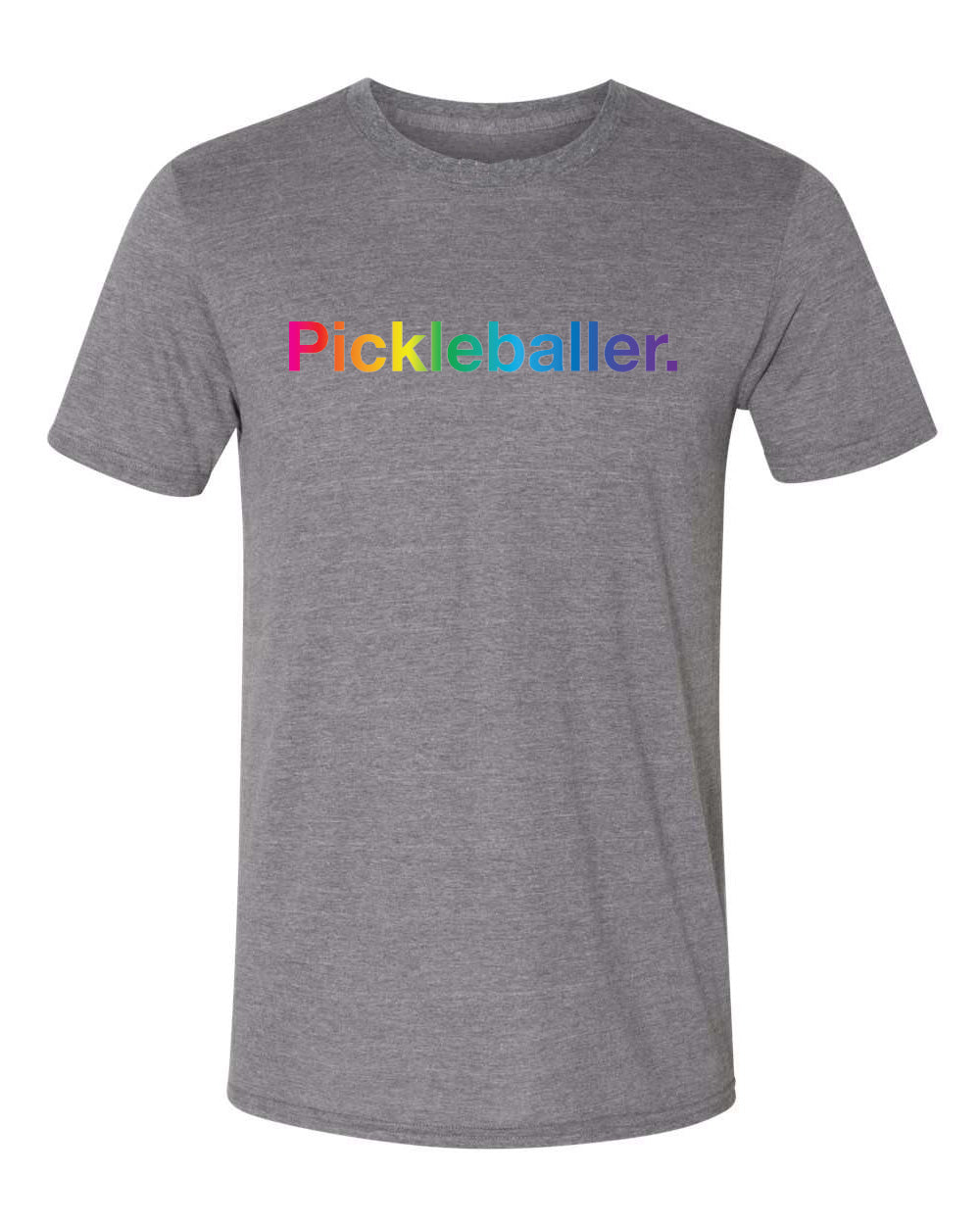 Pickleball T-shirt - Soft Moisture-Wicking [Mens/Unisex] - Rainbow Pickleballer (Pride, Spectrum, Color)