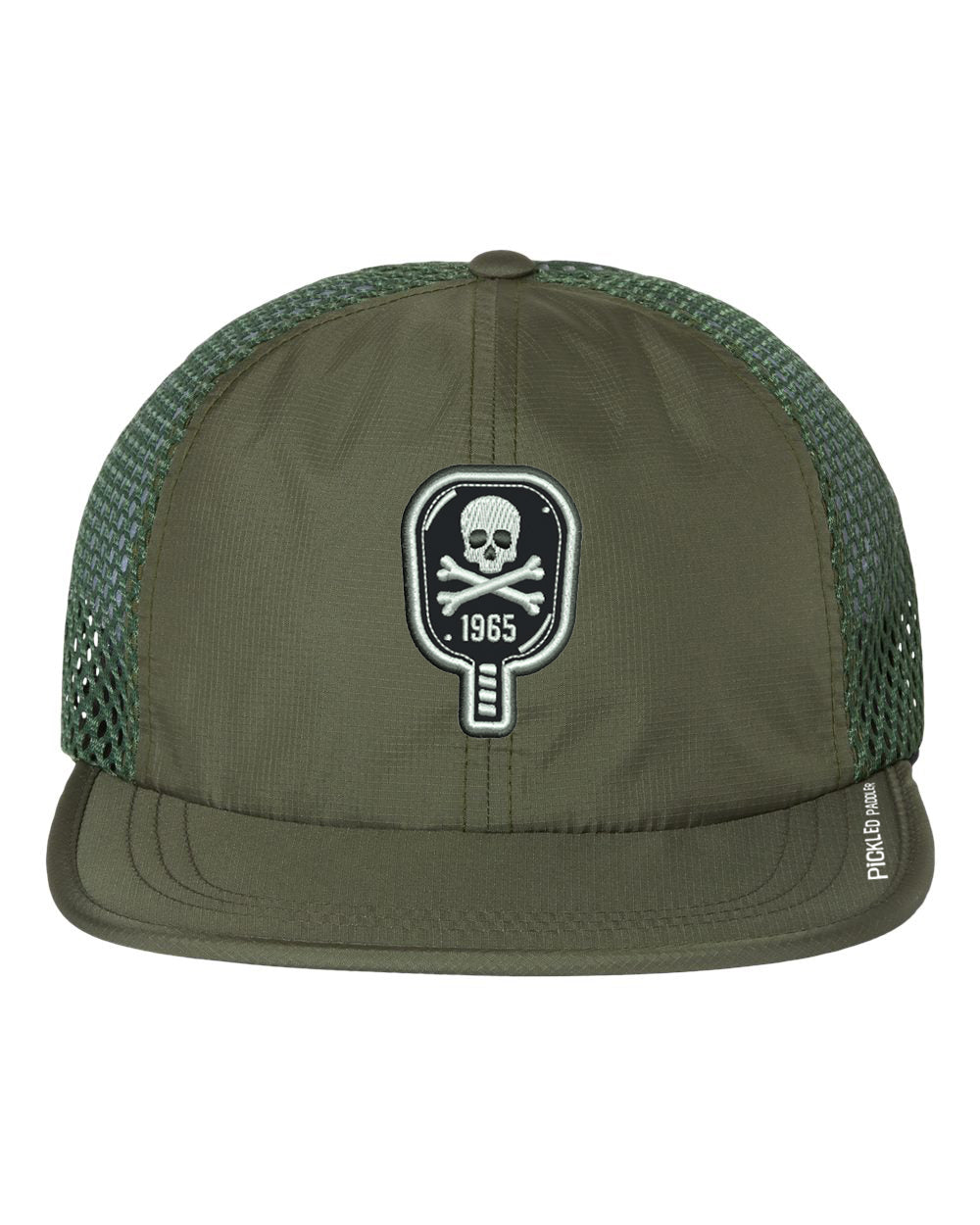 Pickled Paddler Skull & Crossbones Patch Wide Mesh Pickleball Cap