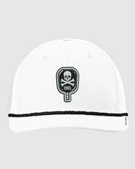 Skull and Crossbones Pickleball Paddle Performance Cap - Black and White