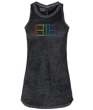 Performance Rainbow Pickleball Court Outline Tank Top for Women