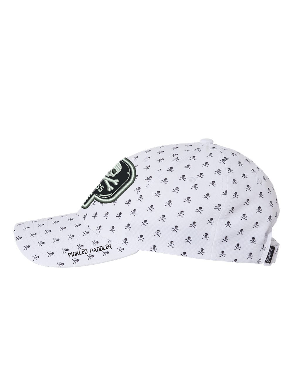 Skull and Crossbones Pickleball Paddle Performance Cap - Black and White