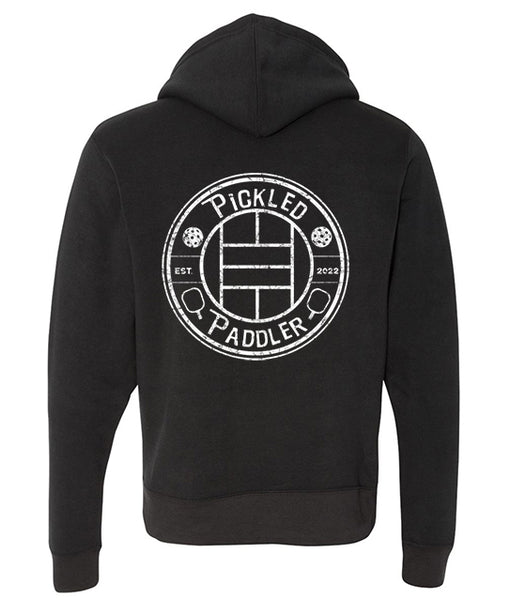 Pickleball Zip Hoodie - Super Soft - Pickled Paddler Emblem (White) -