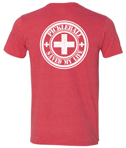Pickleball T-shirt - Soft Moisture-Wicking [Mens/Unisex] - Lifeguard (Pickleball Saved My Life)