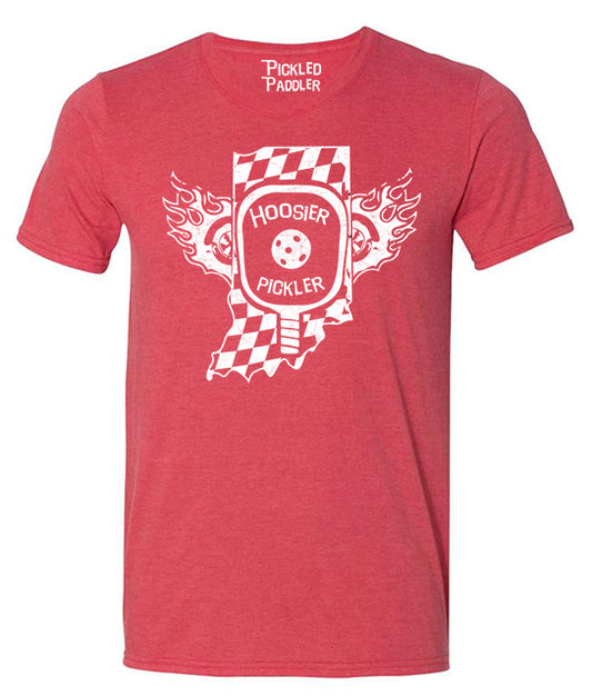 Pickleball T-shirt - Soft Moisture-Wicking [Mens/Unisex] - Hoosier Pickler (Indiana, Racing, Indy 500)