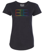 Rainbow Court Outline Wicking Pickleball T-shirt – Women's